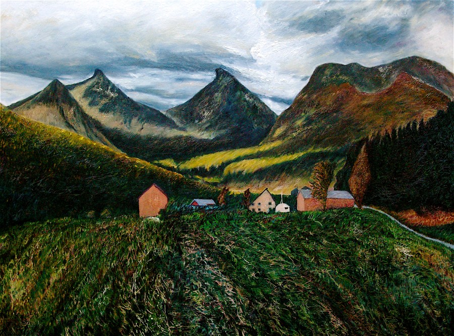 Field and Mountain. Oil on Canvas.  