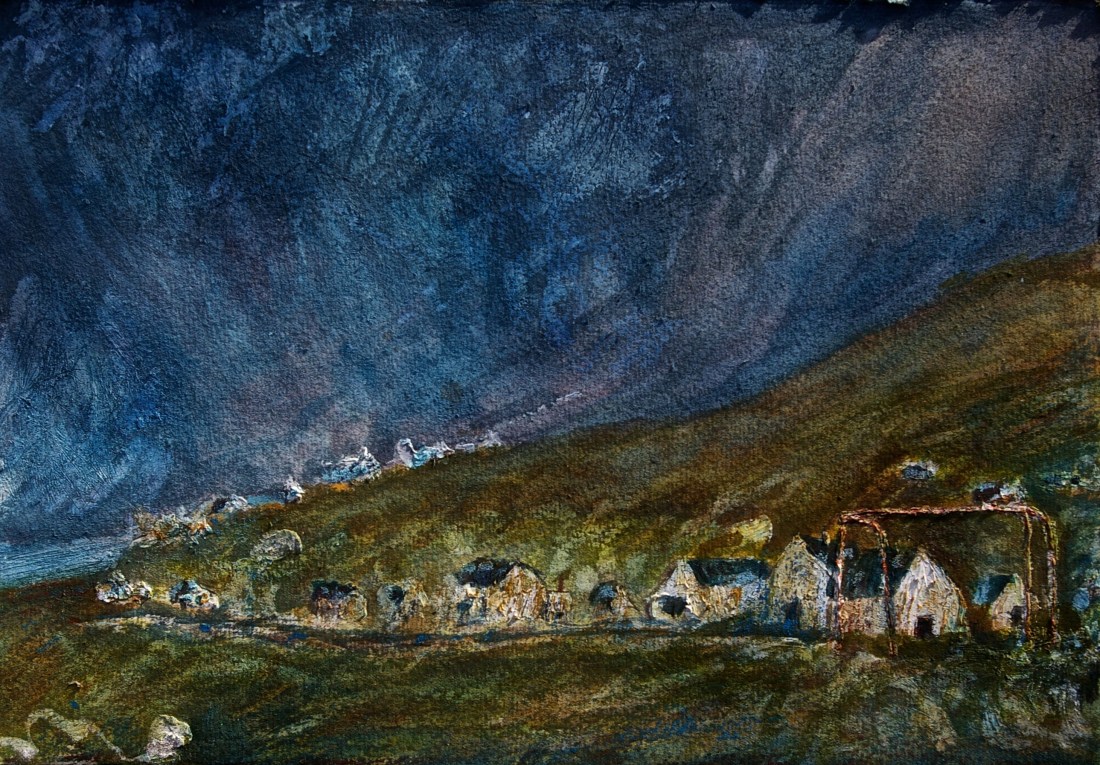 'Dugort 2', mixed media on paper, 19 x 28 cm, 2014