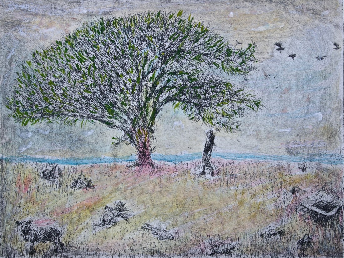 'Wondertree Between the Ocean and a Bathtub', Printed Keyplate & Watercolours, Edition of 1