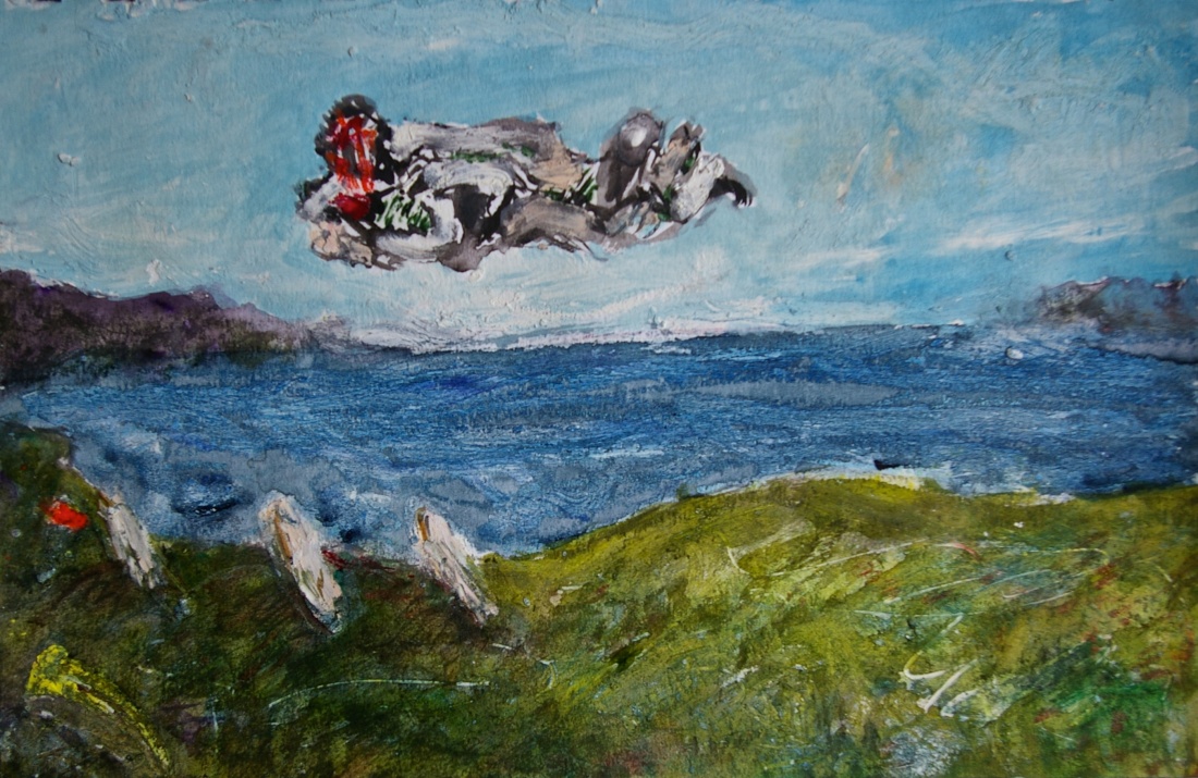 'Conception Over Cill Rialaig 1', mixed media on paper, 15 x 21 cm