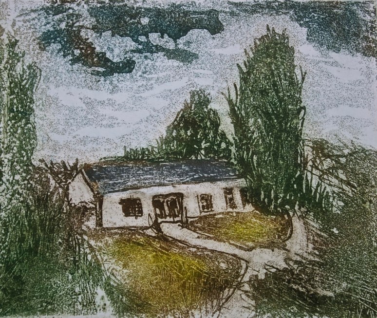 Conor's Cowhouse, Monasterevin, aquatint