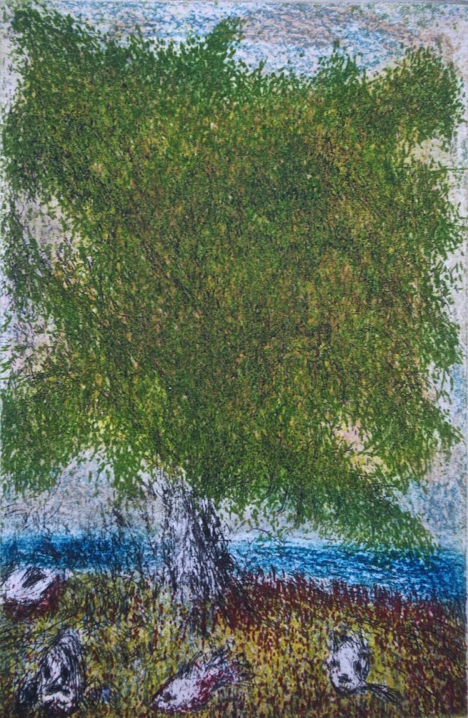 Tree By the Sea, etching and aquatint, 16.5 x 11 cm.