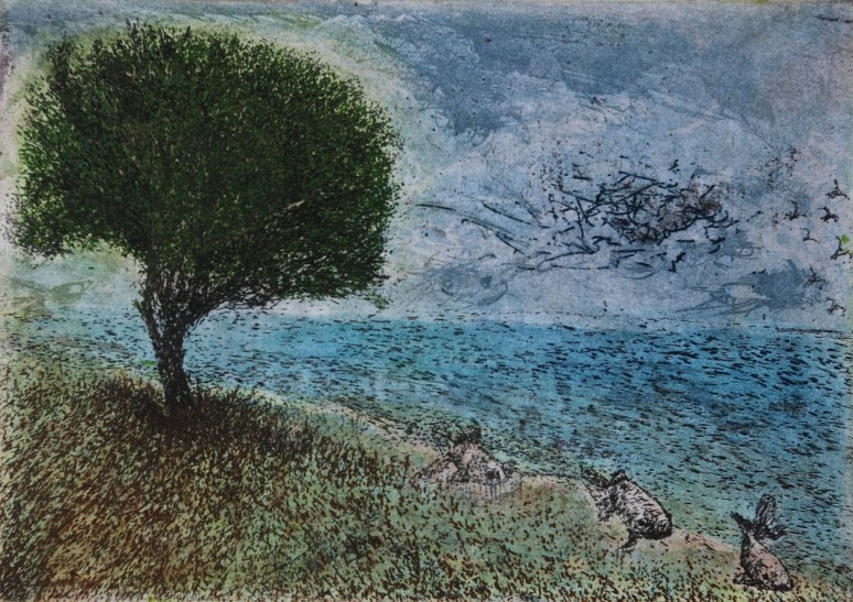 Waiting for Rain, etching and aquatint, 14.7 x 21 cm, edition of 55 