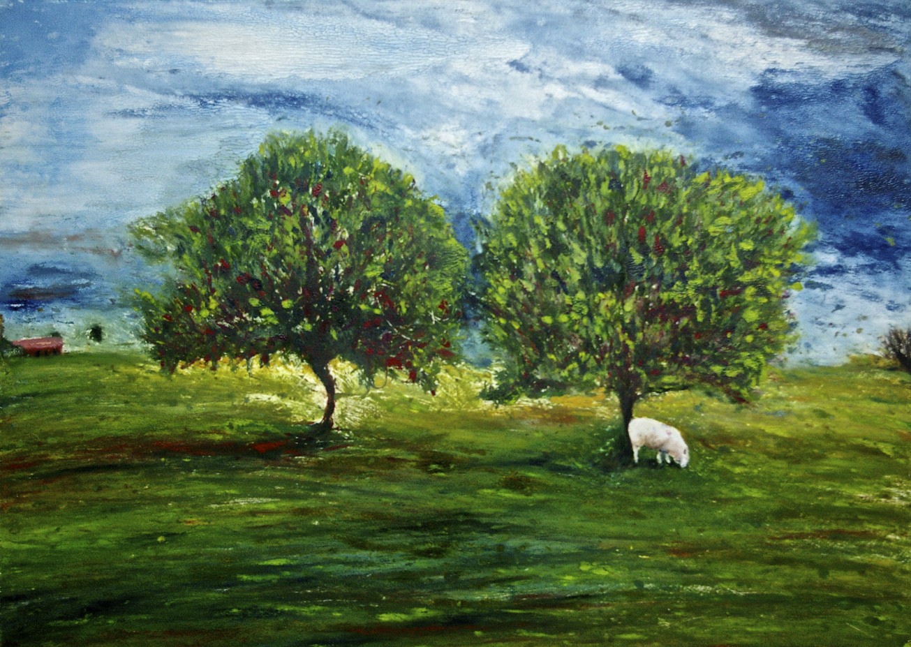 Stormy Wind before Rain on the Curragh, monotype, 50 x 69.8 cm, 2018